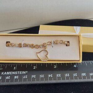 Vintage Avon Heart gold charm tennis bracelet